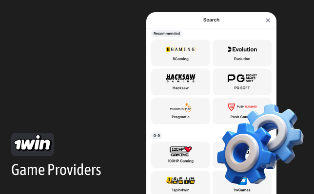 Select from dozens of Casino Games Providers at 1Win