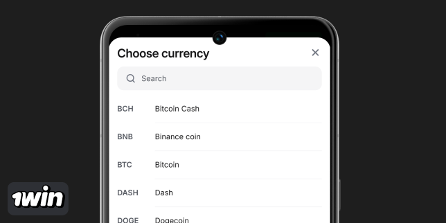 Choose currency - 1Win Registration