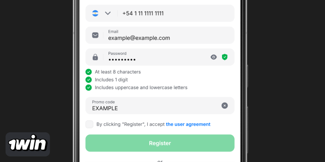 Fill in promo code if you have - 1Win Registration